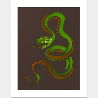 Green and Brown Snake Posters and Art